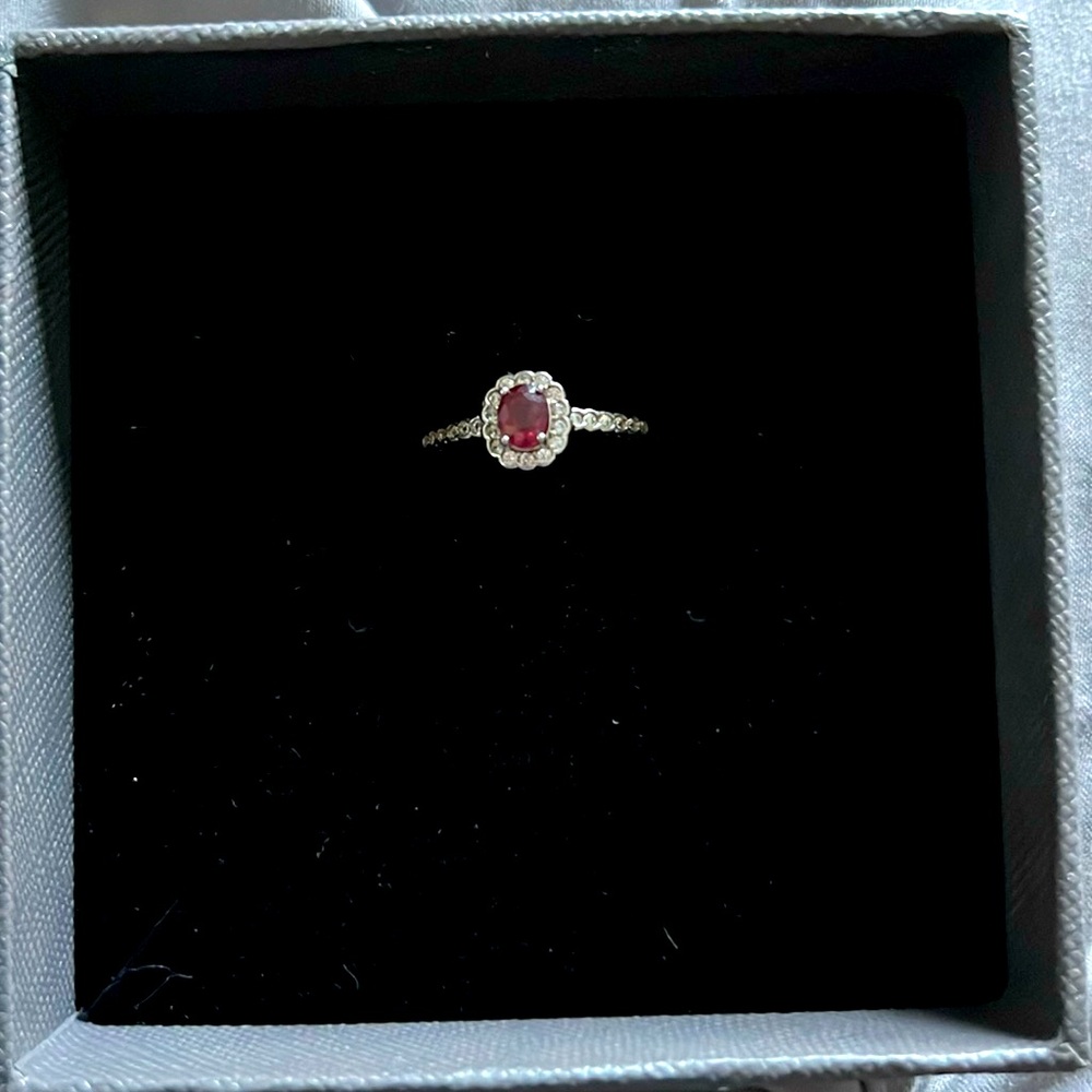 Sterling Silver Genuine Ruby Size 9 Adjustable Ri… - image 1
